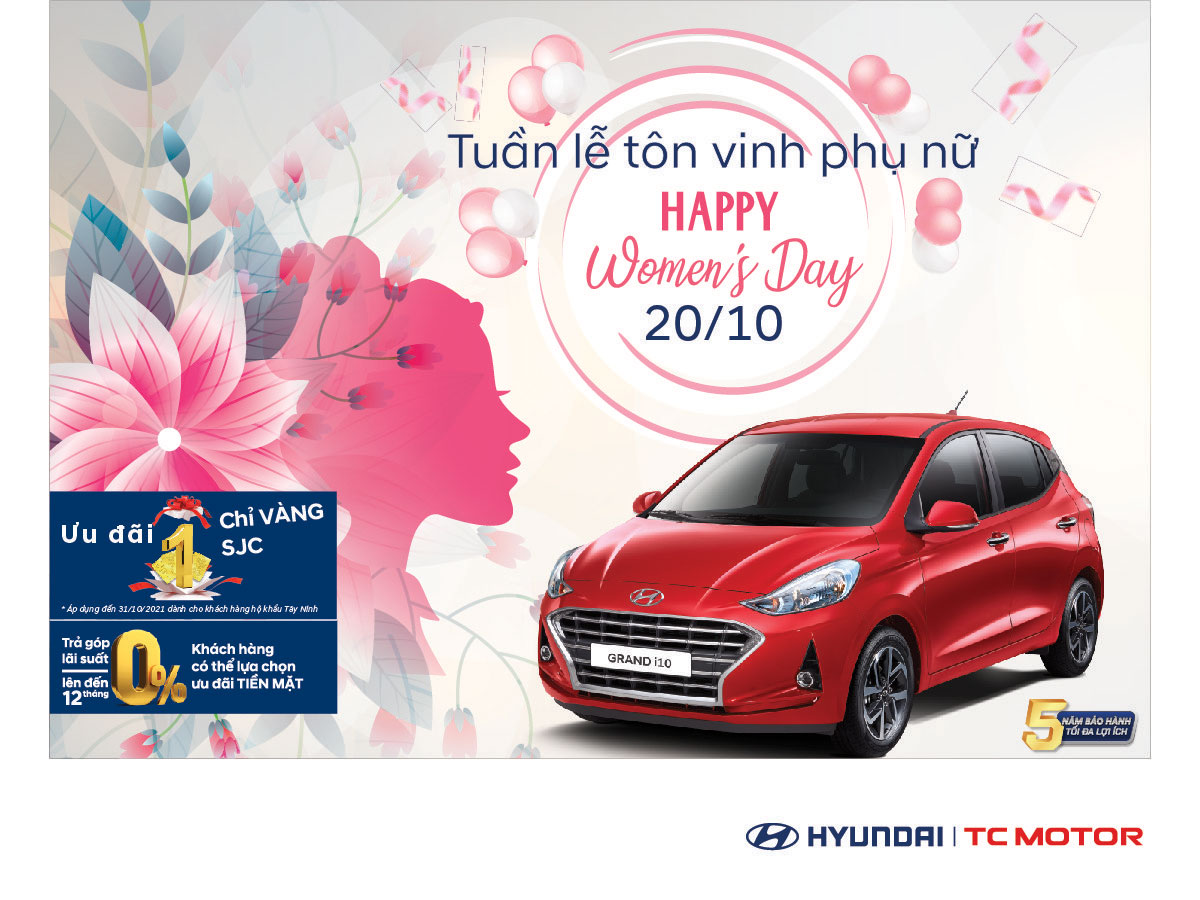 Mua Xe Tặng Vàng Chào Mừng Ngày Phụ Nữ Việt Nam Tại Hyundai Tây Ninh